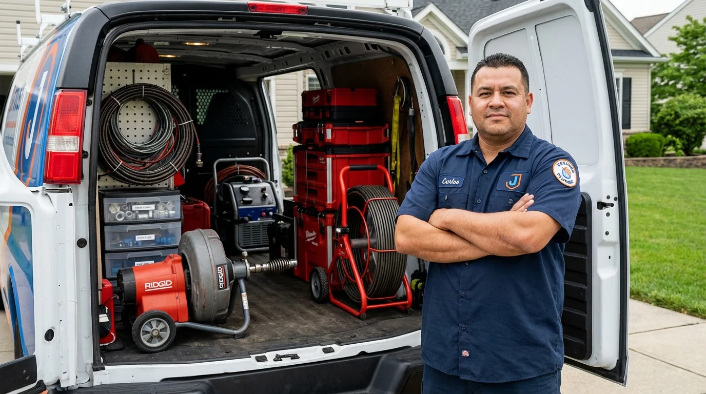 Professional drain cleaning equipment and Johns Plumbing LLC plumber in Schererville