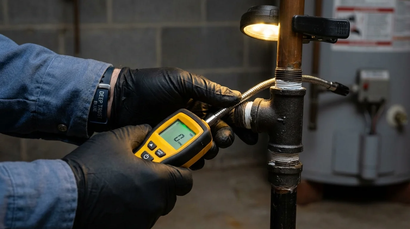 Gas leak detection with electronic sniffer by Johns Plumbing LLC in Schererville